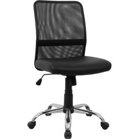 Global Industrial 695722 Interion® Mesh Back Task Chair With Mid Back, Synthetic Leather, Black image.