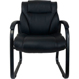 Global Industrial 695626-AM Interion® Antimicrobial Bonded Leather Guest Chair, Black image.