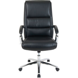 Global Industrial 695611BK-AM Interion® Antimicrobial Bonded Leather Modern Comfort Executive Chair, Black image.