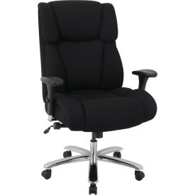 Global Industrial 695620 Interion® 24 Hour Big & Tall Chair With High Back & Adjustable Arms, Fabric, Black image.