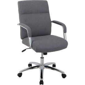 Global Industrial 695622GY Interion® Office Chair With High Back & Fixed Arms, Fabric, Gray image.