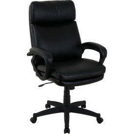Global Industrial 695621-AM Interion® Antimicrobial Executive Chair With High Back & Fixed Arms, Bonded Leather, Black image.