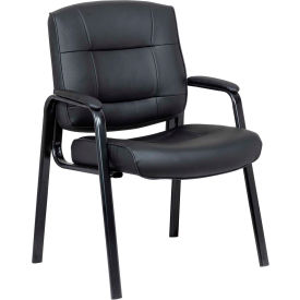 Global Industrial 695721-AM Interion® Antimicrobial Leather Guest Chair, Black image.
