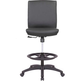 Global Industrial 695660-AM Interion® Antimicrobial Bonded Leather Drafting Stool, Black image.