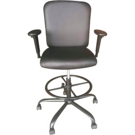 Global Industrial 695658-AM Interion® Antimicrobial PU Leather Big & Tall Drafting Stool, Black image.