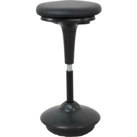 Global Industrial 695613BLT-AM Interion® Antimicrobial Bonded Leather Active Seating Stool, 25"-33"H, Black image.