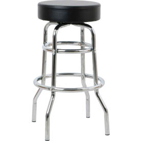 Global Industrial 695726-AM Interion® Antimicrobial Bonded Leather Swivel Barstool, 30"H, Black image.