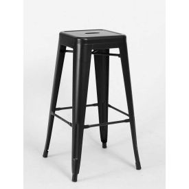 Global Industrial 695725-24-BK Interion® 24"H Steel Counter Height Stool - Black - 4/Pack image.