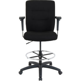 Global Industrial 695614 Interion® Drafting Stool - Adjustable Armrests - Fabric - Black image.