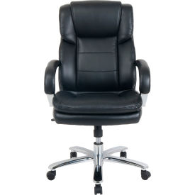 Global Industrial 695615-AM Interion® Antimicrobial 24 Hour Chair With High Back & Fixed Arms, Bonded Leather, Black image.