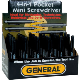 General Tools & Instruments Co. Llc 744DB General Tools Pocket Four-in-One Mini Screwdriver, Display Box, 24 Units, Black image.