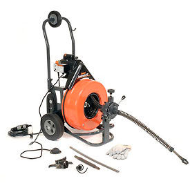 General Pipe Cleaners PS-92-C General Wire Speedrooter 92 Drain/Sewer Cleaning Machine W/100x3/4" Cable & 8 Pc Cutter Set image.