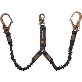 Guardian Arc Flash Shock Absorbing Lanyard Stretch Dual Leg Steel Rebar Hook 6L 