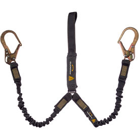 Guardian Arc Flash Shock Absorbing Lanyard Stretch Dual Leg Steel Rebar Hook & Web Loop 6L 