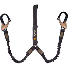 Guardian Arc Flash Shock Absorbing Lanyard Stretch Dual Leg Aluminum Rebar Hook & Web Loop 6L 