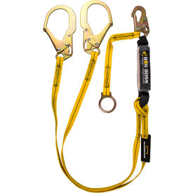 Guardian Big Boss Extended Free Fall Lanyard 6' Double Leg W/ Steel Snap Hook 18"" Extension Nylon