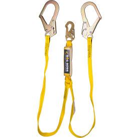 Guardian Big Boss Extended Free Fall Lanyard 6' Double Leg W/ Steel Rebar Hooks Shock Pack Nylon