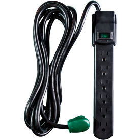 Perf Power Go Green GG-16106MSBK Surge Protected Power Strip, 6 Outlets, 15A, 250 Joules, 6 Cord image.