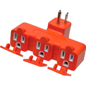 Perf Power Go Green GG-03431OR GoGreen Power 3 Outlet Tri-tap adapter with covers, GG-03431OR - Orange image.