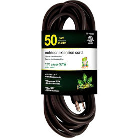 GoGreen™ Power® SJTW Heavy Duty Extension Cord 1 Outlet 12/3 Gauge 50L Black