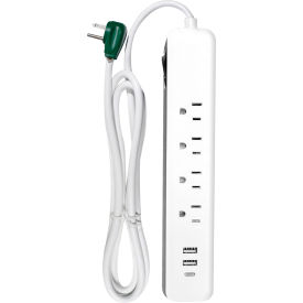 GoGreen Power® 4-Outlet Surge Protector with 2 USB Ports 15A 6 Cord 