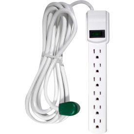 Perf Power Go Green GG-16103M-12 Surge Protected Power Strip, 6 Outlets, 15A, 250 Joules, 12 Cord, White image.