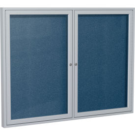 Ghent Mfg Co PA23648VX-195 Ghent Enclosed Bulletin Board, Outdoor, 2 Door, 48"W x 36"H, Navy Vinyl/Silver Frame image.