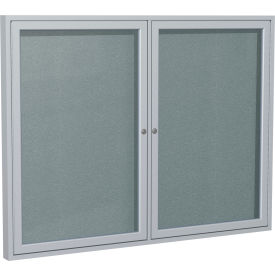 Ghent Mfg Co PA23648VX-199 Ghent Enclosed Bulletin Board, Outdoor, 2 Door, 48"W x 36"H, Stone Vinyl/Silver Frame image.