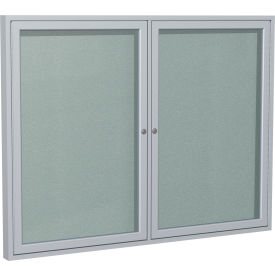 Ghent Mfg Co PA23648VX-193 Ghent Enclosed Bulletin Board, Outdoor, 2 Door, 48"W x 36"H, Silver Vinyl/Silver Frame image.