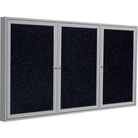 Ghent Mfg Co PA34872TR-CF Ghent Enclosed Bulletin Board, 3 Door, 72"W x 48"H, Confetti Recycled Rubber/Silver Frame image.