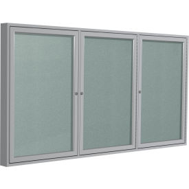 Ghent Mfg Co PA34872VX-193 Ghent Enclosed Bulletin Board, Outdoor, 3 Door, 72"W x 48"H, Silver Vinyl/Silver Frame image.