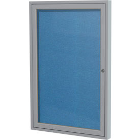 Ghent Mfg Co PA13630VX-191 Ghent Enclosed Bulletin Board, Outdoor, 1 Door, 30"W x 36"H, Ocean Vinyl/Silver Frame image.