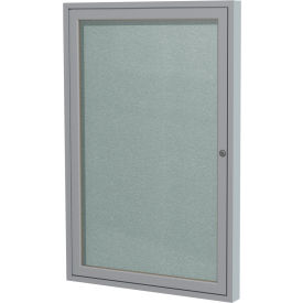 Ghent Mfg Co PA12418VX-193 Ghent Enclosed Bulletin Board, Outdoor, 1 Door, 18"W x 24"H, Silver Vinyl/Silver Frame image.