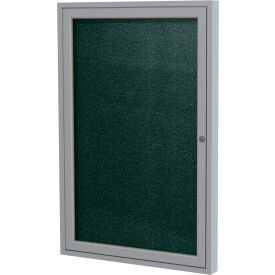 Ghent Mfg Co PA12418VX-183 Ghent Enclosed Bulletin Board, Outdoor, 1 Door, 18"W x 24"H, Ebony Vinyl/Silver Frame image.