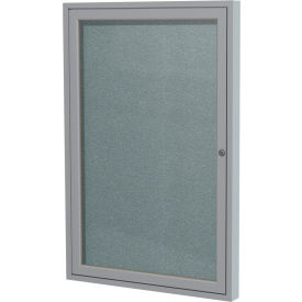 Ghent Mfg Co PA12418VX-199 Ghent Enclosed Bulletin Board, Outdoor, 1 Door, 18"W x 24"H, Stone Vinyl/Silver Frame image.