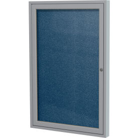 Ghent Mfg Co PA12418VX-195 Ghent Enclosed Bulletin Board, Outdoor, 1 Door, 18"W x 24"H, Navy Vinyl/Silver Frame image.