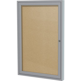 Ghent Mfg Co PA13630VX-181 Ghent Enclosed Bulletin Board, Outdoor, 1 Door, 30"W x 36"H, Caramel Vinyl/Silver Frame image.