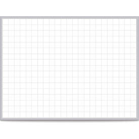 Ghent Mfg Co GRPM322G-46 Ghent 2" x 2" Grid Graphic Whiteboard - Magnetic Steel Surface - 4 x 6 - Silver Frame image.