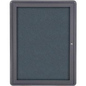 Ghent Mfg Co OVG1-F91 Ghent Ovation Enclosed Bulletin Board, 1 Door, 24"W x 34"H, Gray Fabric/Gray Frame image.
