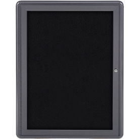 Ghent Mfg Co OVG1-F95 Ghent Ovation Enclosed Bulletin Board, 1 Door, 24"W x 34"H, Black Fabric/Gray Frame image.