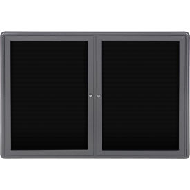 Ghent Mfg Co OVG2-BBK Ghent Ovation Letter Board - Indoor - 2 Door - Black w/Gray Frame - 47"W x 34"H image.