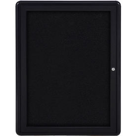 Ghent Mfg Co OVK1-F95 Ghent Ovation Enclosed Bulletin Board, 1 Door, 24"W x 34"H, Black Fabric/Black Frame image.