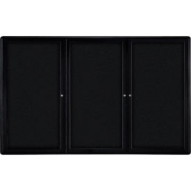 Ghent Mfg Co OVK5-F95 Ghent Ovation Enclosed Bulletin Board, 3 Door, 72"W x 48"H, Black Fabric/Black Frame image.