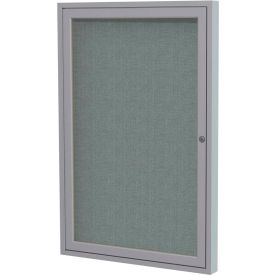 Ghent Mfg Co PA12418F-91 Ghent Enclosed Bulletin Board, 1 Door, 18"W x 24"H, Gray Fabric/Silver Frame image.