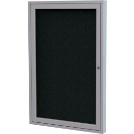 Ghent Mfg Co PA12418F-95 Ghent Enclosed Bulletin Board, 1 Door, 18"W x 24"H, Black Fabric/Silver Frame image.