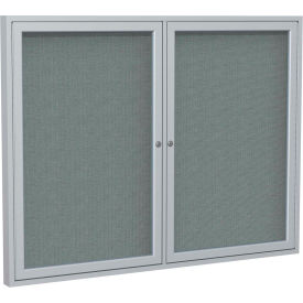 Ghent Mfg Co PA23648F-91 Ghent Enclosed Bulletin Board, 2 Door, 48"W x 36"H, Gray Fabric/Silver Frame image.