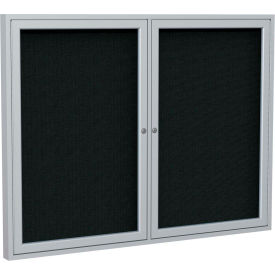 Ghent Mfg Co PA23648F-95 Ghent Enclosed Bulletin Board, 2 Door, 48"W x 36"H, Black Fabric/Silver Frame image.
