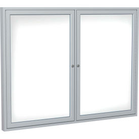 Ghent Mfg Co PA23648M-M1 Ghent Enclosed Whiteboard, 2 Door, 48"W x 36"H, White Porcelain w/Silver Frame image.