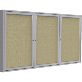 Ghent Mfg Co PA33672F-90 Ghent Enclosed Bulletin Board, 3 Door, 72"W x 36"H, Beige Fabric/Silver Frame image.