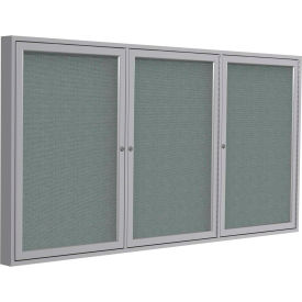 Ghent Mfg Co PA33672F-91 Ghent Enclosed Bulletin Board, 3 Door, 72"W x 36"H, Gray Fabric/Silver Frame image.
